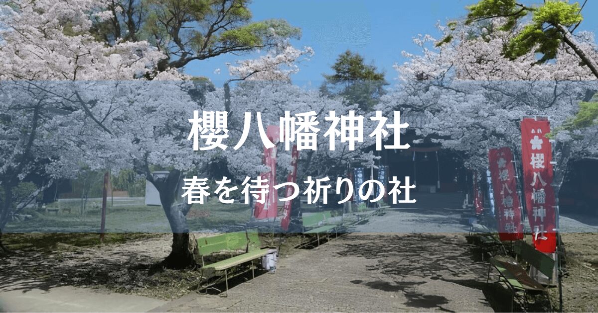 桜の参道と置くに櫻八幡神社の参拝所