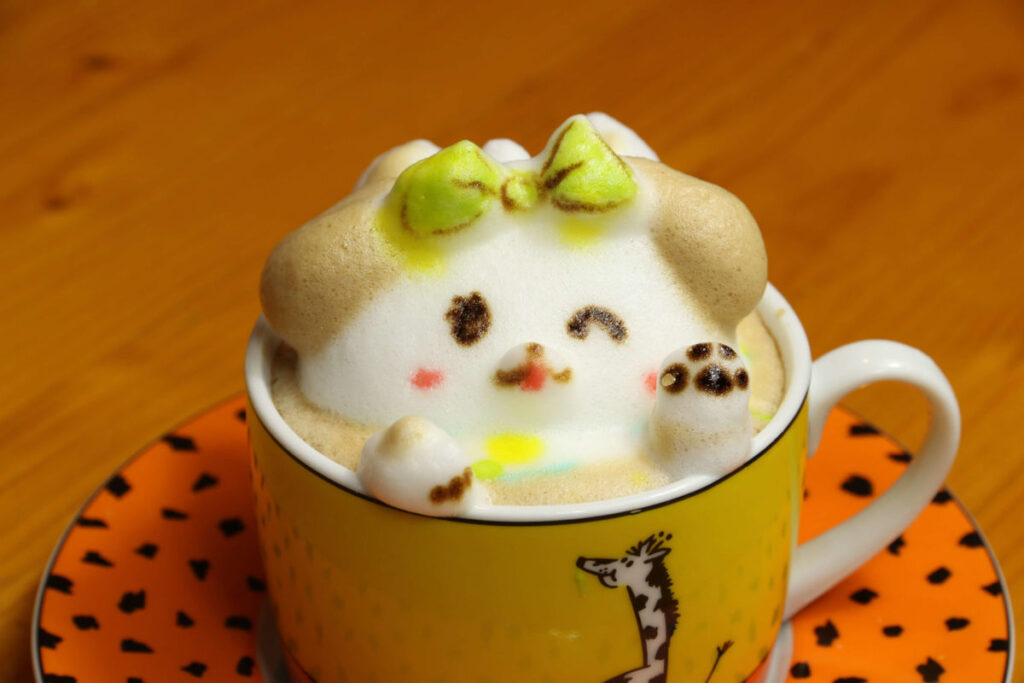 湯布院の人気カフェCafe Duoの3Dラテアート