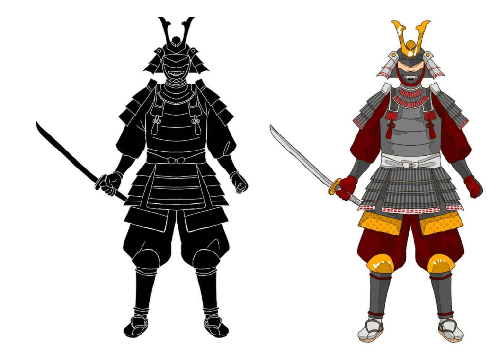 戦国武将の甲冑や越中具足を表現した武具イメージ