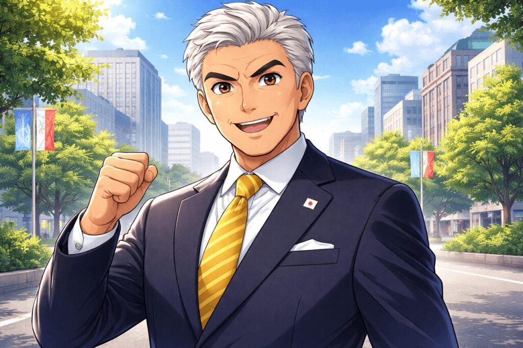 岩屋毅のイメージイラスト 大分県出身の衆議院議員 政治家の人物像