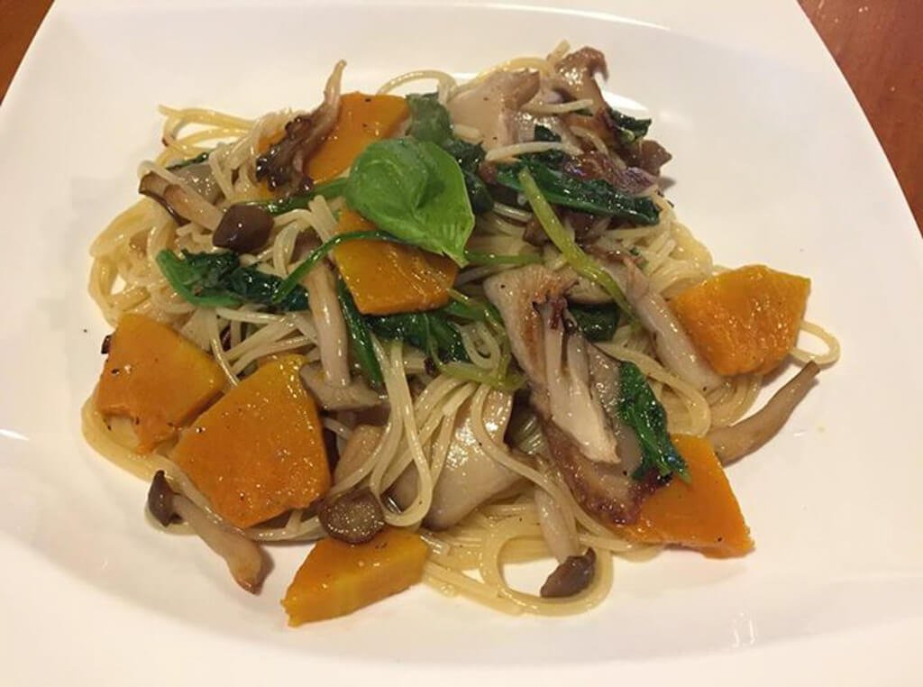 きのことかぼちゃの和風パスタ