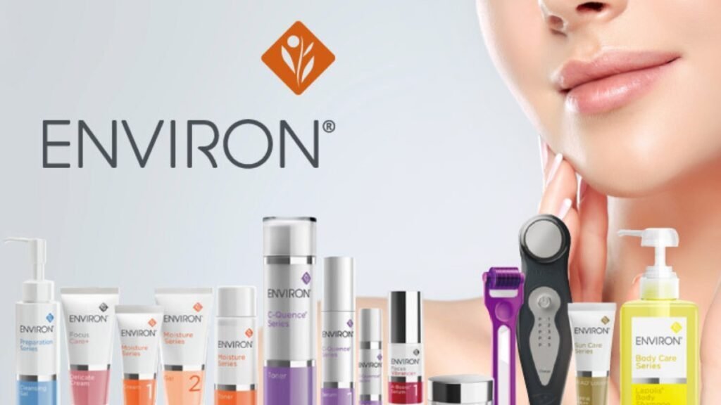 ENVIRON(エンビロン)ブランドのロゴと製品ラインナップ。モイスチャーシリーズやCキエンスシリーズなど